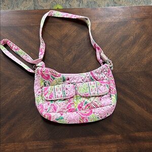 Vera Bradley Pink and Green Quilted Shoulder Bag